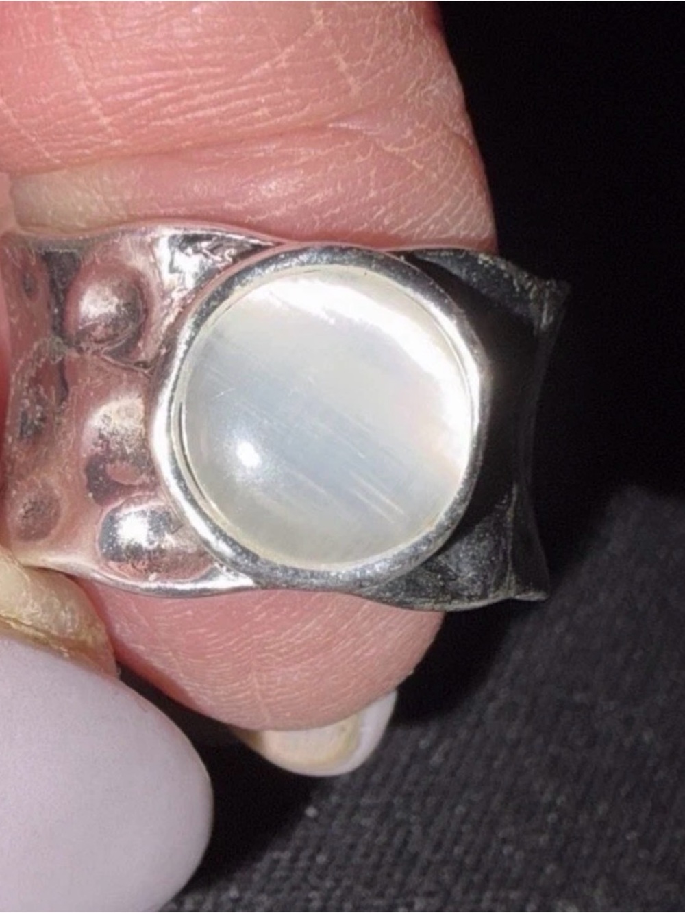 Sterling Silver Moonstone Statement Ring Approximately Size 5.5